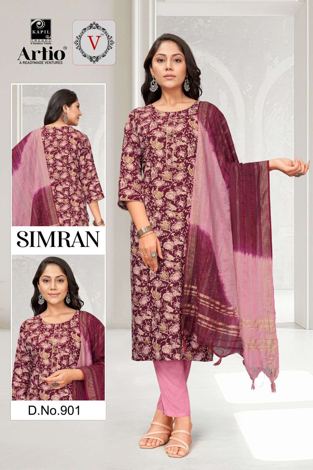 VEDA SIMRAN BY KAPIL TRENDZ 901 TO 922 SERIES FANCY RAYON WORK DRESSES