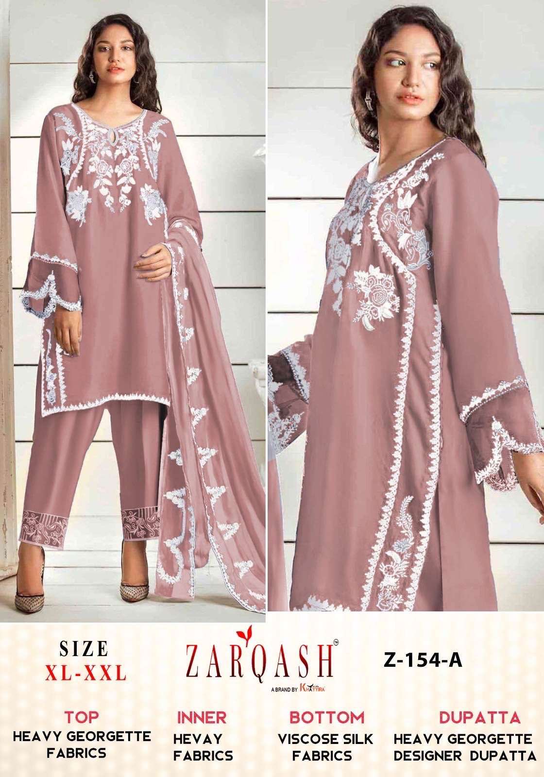 Z-154 COLOURS BY ZARQASH 154-A TO 154-C SERIES FAUX GEOGETTE WORK DRESSES