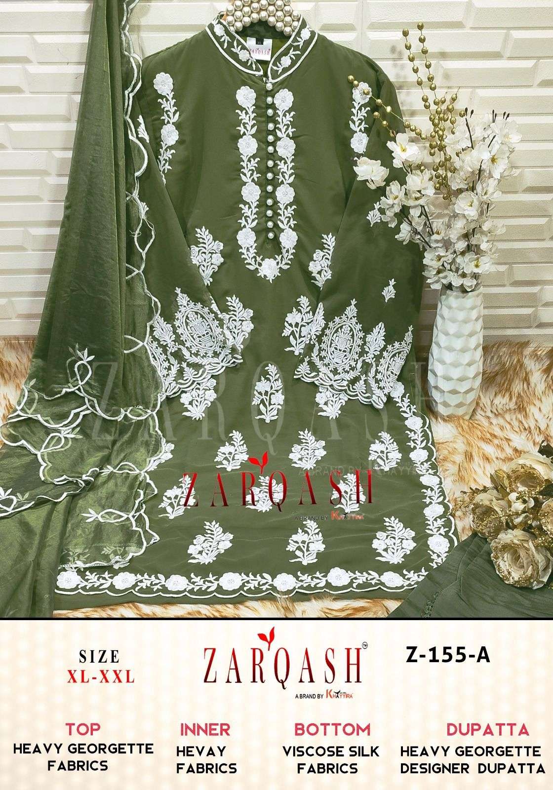 Z-155  COLOURS BY ZARQASH 155-A TO 155-I SERIES ORGANZA WORK DRESSES