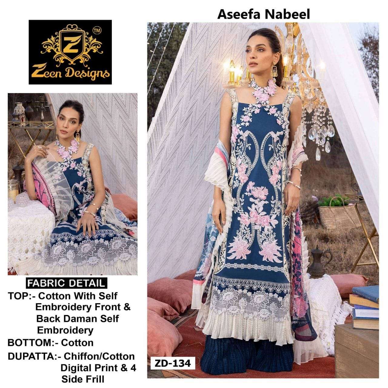 ZD-134 HIT DESIGN BY ZEEN DESIGNS COTTON EMBROIDERY PAKISTANI DRESS