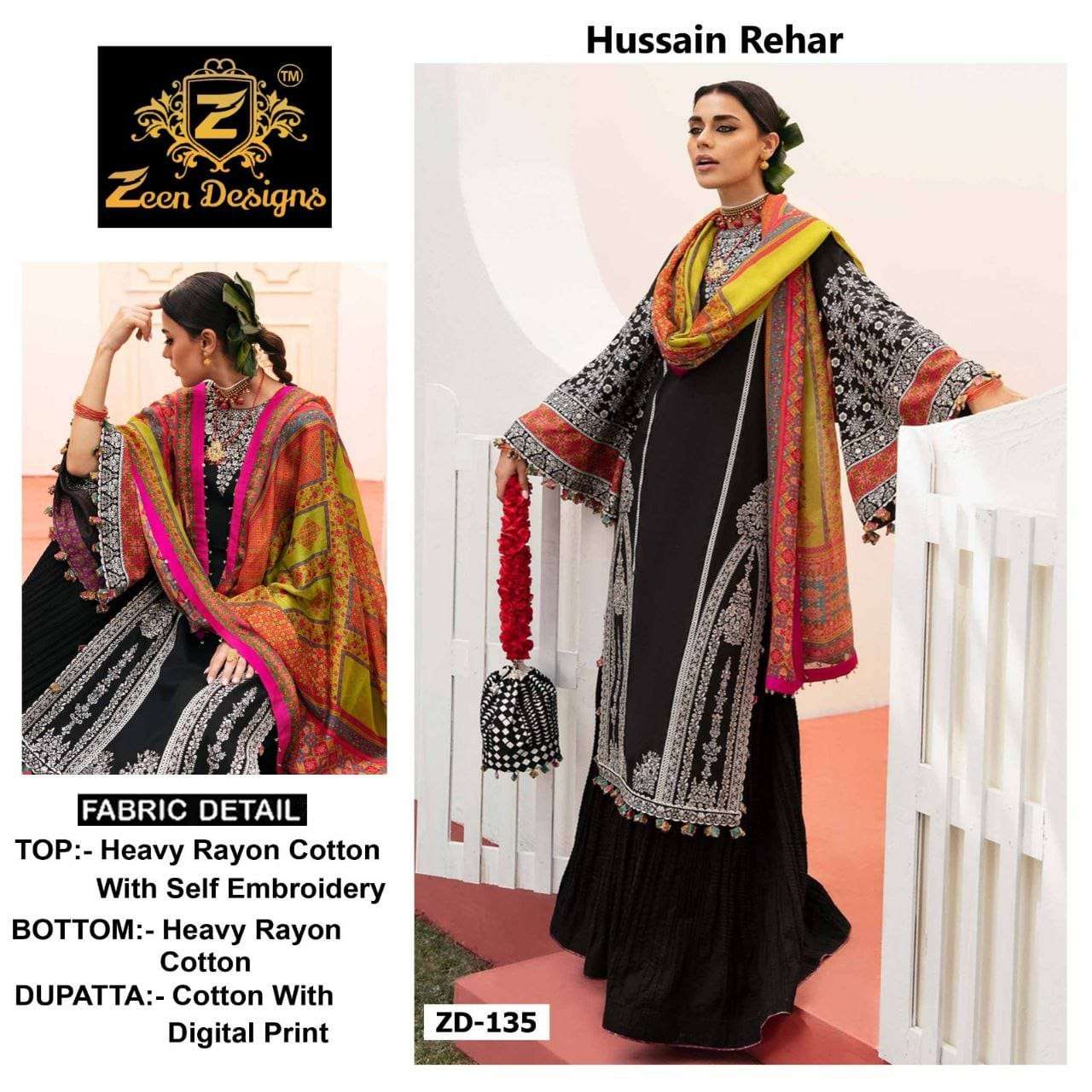 ZD-135 HIT DESIGN BY ZEEN DESIGNS FANCY RAYON EMBROIDERY PAKISTANI DRESS