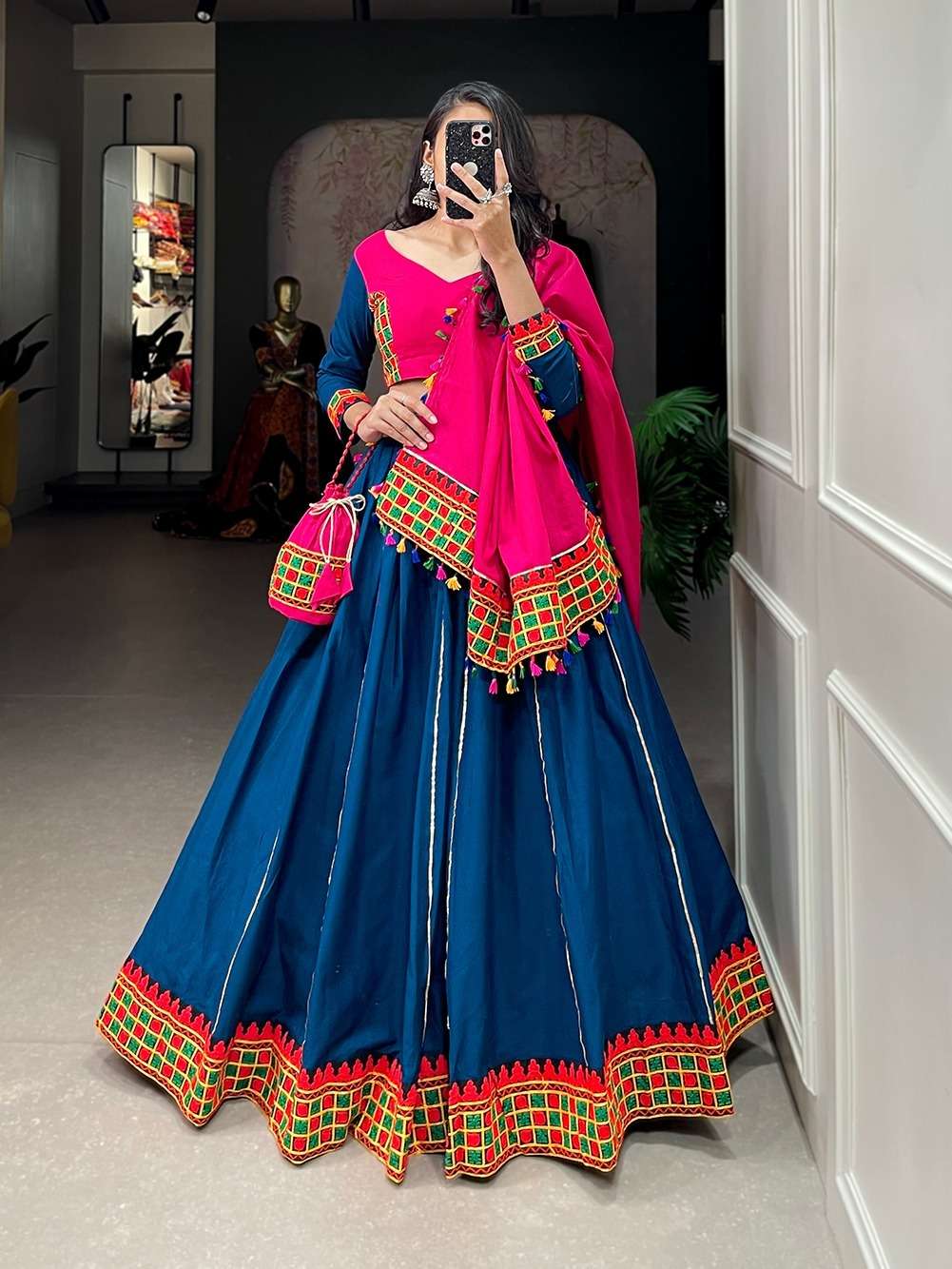 1667 COLOUR BY ASLIWHOLESALE DESIGNER COTTON NAVRATRI LEHENGAS