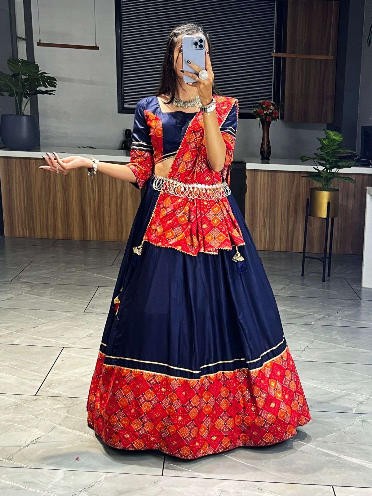 Pyaji Buterfly net lehenga choli