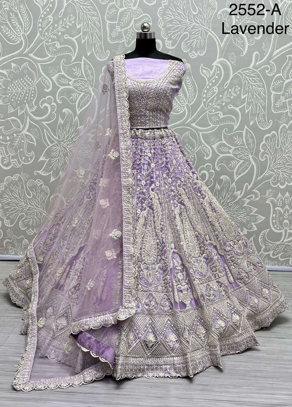 A-2552 COLOUR BY ASLIWHOLESALE DESIGNER BRIDAL NET HEAVY LEHENGAS