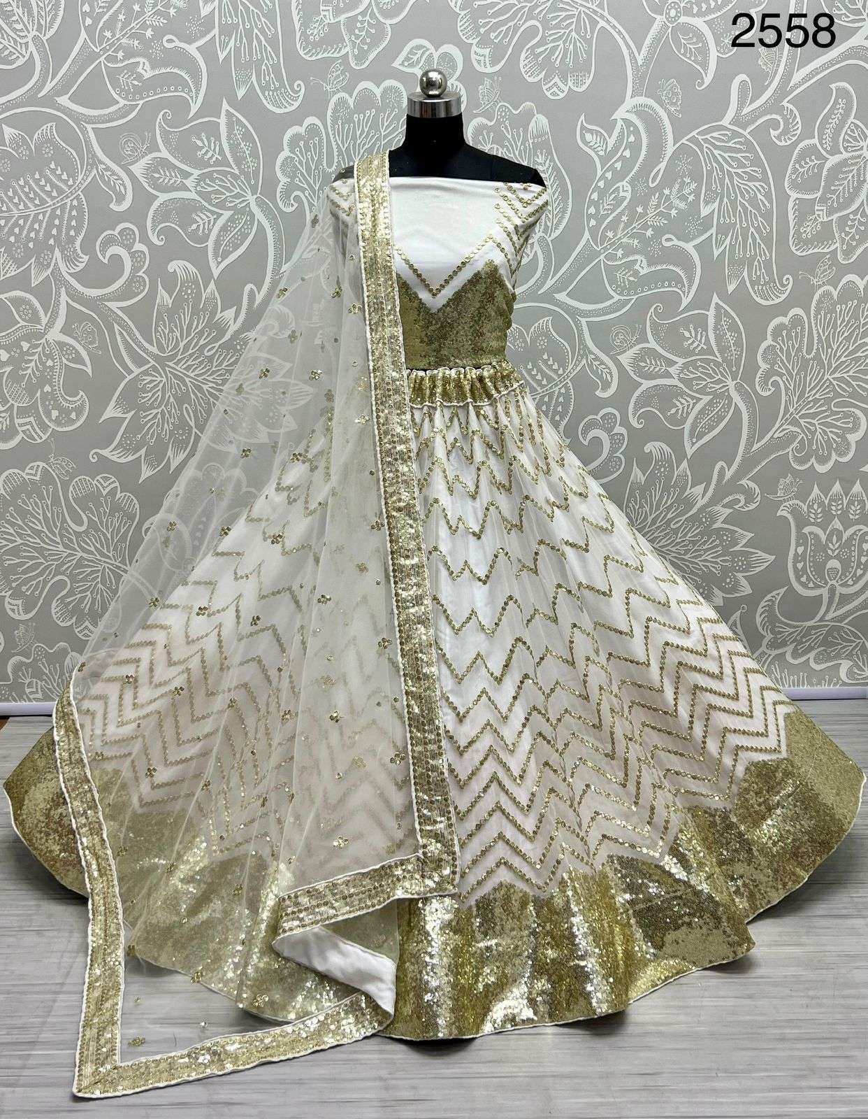 A-2558 COLOUR BY ASLIWHOLESALE DESIGNER BRIDAL NET HEAVY LEHENGAS