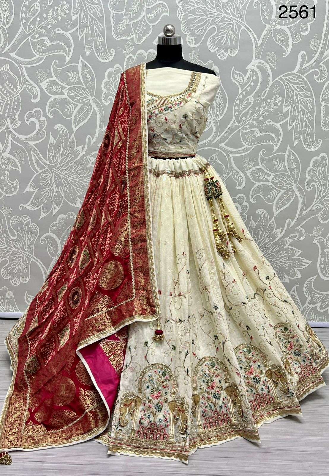 A-2561 COLOUR BY ASLIWHOLESALE DESIGNER BRIDAL GEORGETTE HEAVY LEHENGAS