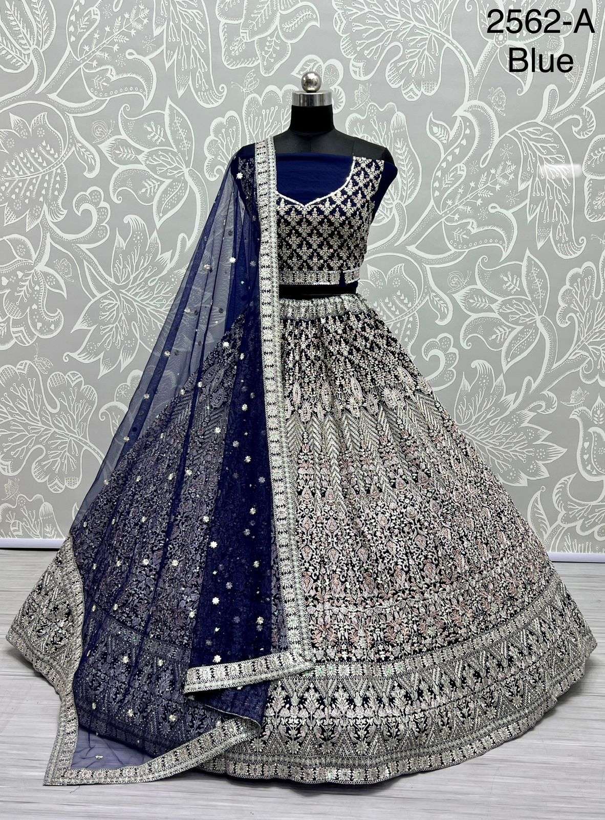 A-2562 COLOUR BY ASLIWHOLESALE DESIGNER BRIDAL NET HEAVY LEHENGAS