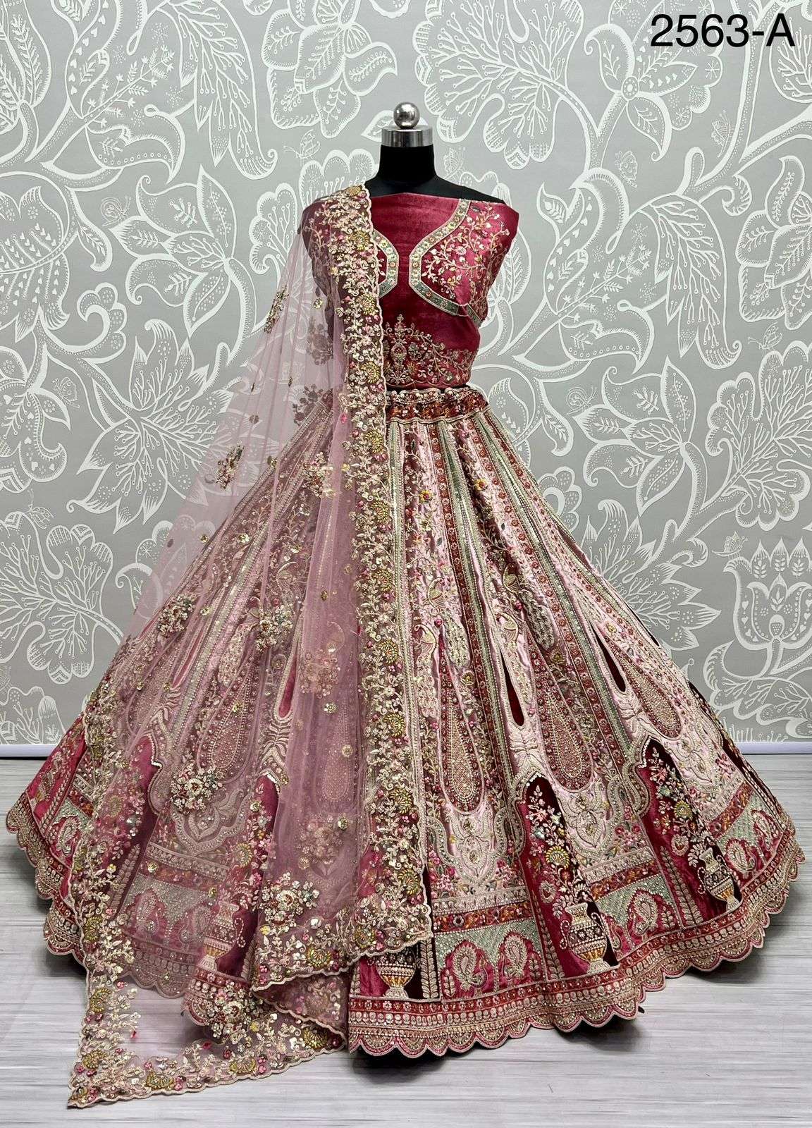 A-2563 COLOUR BY ASLIWHOLESALE BRIDAL HEAVY VELVET  LEHENGAS