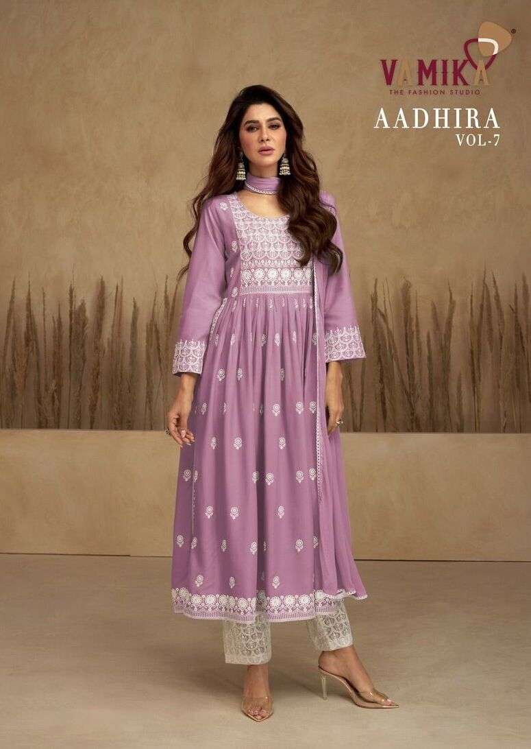 AADHIRA VOL-7 BY VAMIKA 1109-A TO 1109-E SERIES RAYON VISCOSE STITCHED DRESSES