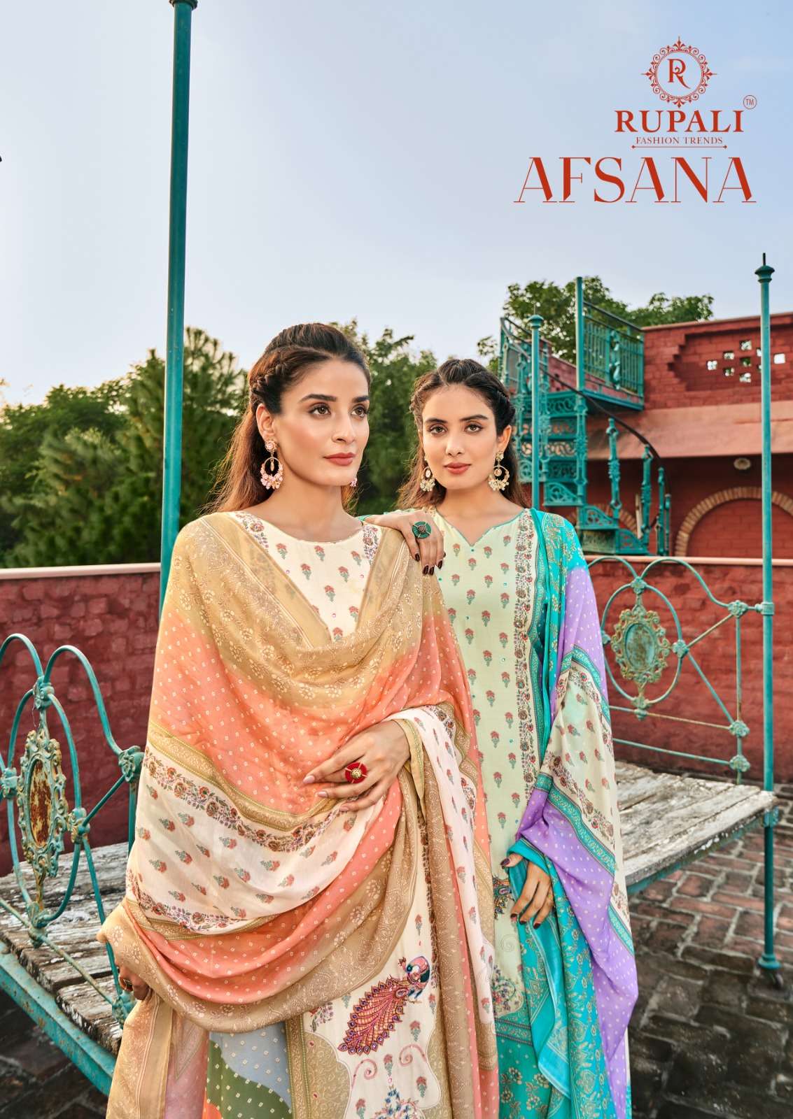 AFSANA BY RUPALI FASHION TRENDS 16001 TO 16004 SERIES MUSLIN WORK DRESSES