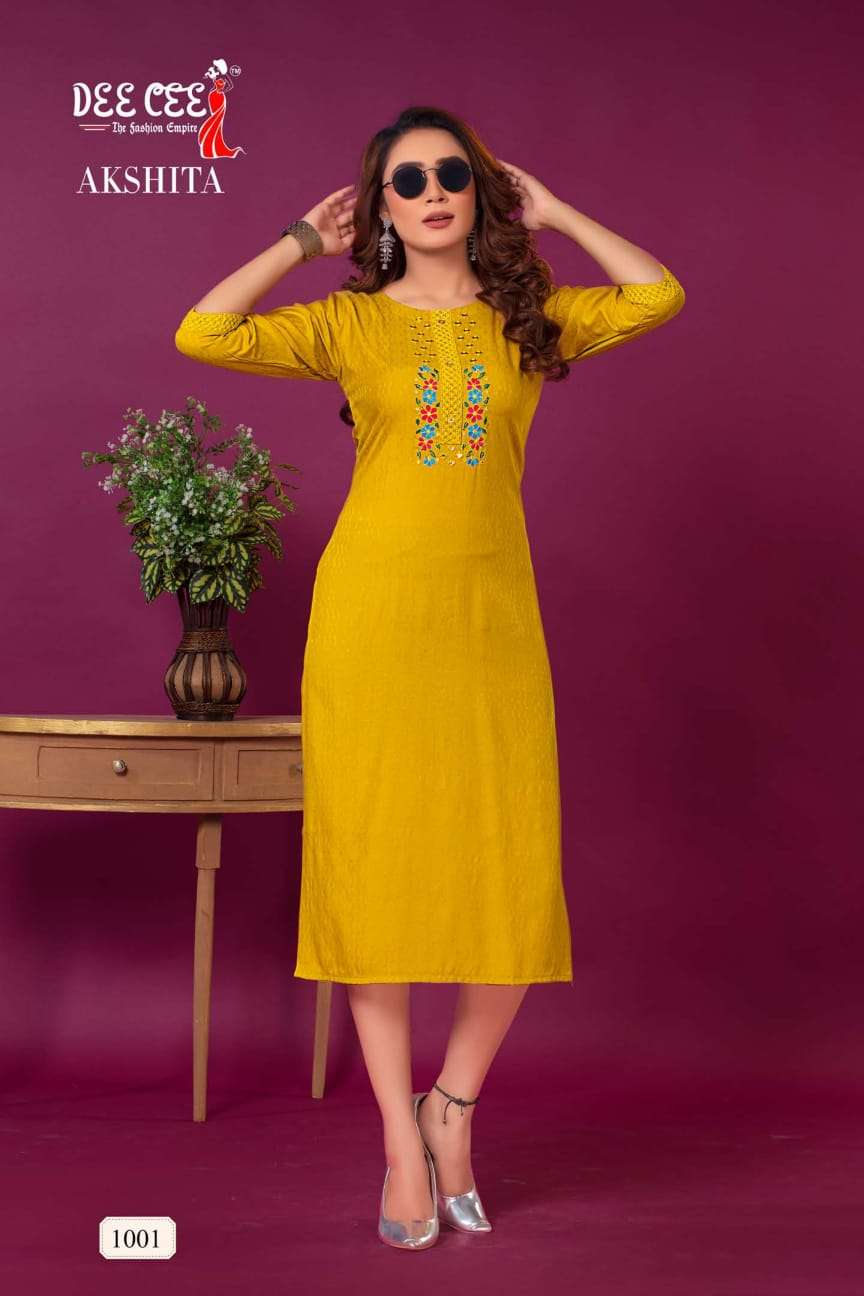 AKSHITA BY DEE CEE 1001 TO 1006 SERIES DESIGNER DOBBY PRINT KURTIS