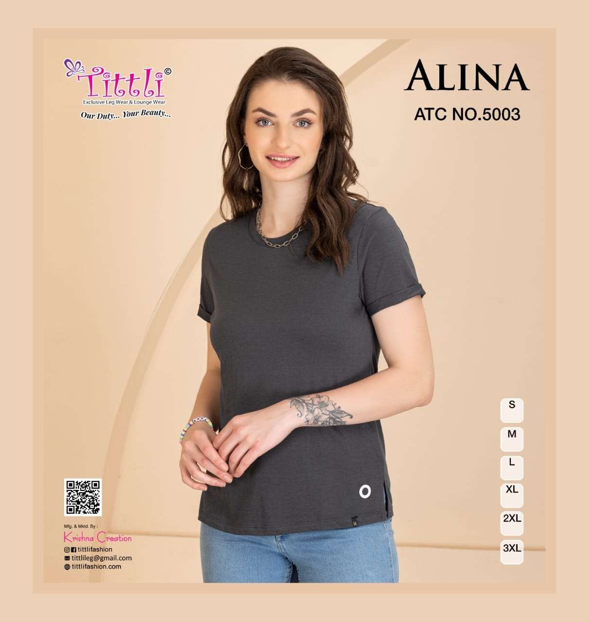 ALINA BY ASLIWHOLESALE FANCY HOSIERY COTTON LATEST TOPS