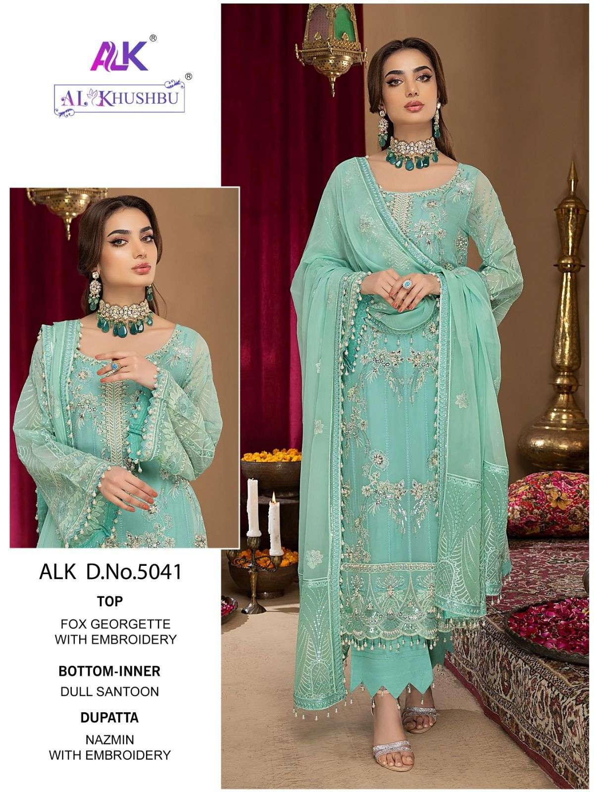 ALK-5041 HIT DESIGN BY AL KHUSHBU GEORGETTE EMBROIDERY PAKISTANI DRESS