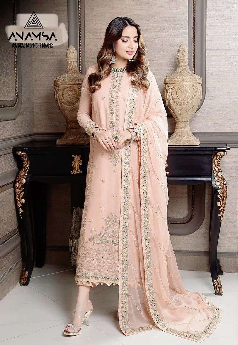 ANAMSA 236 BY ASLIWHOLESALE DESIGNER FAUX GEORGETTE WORK DRESS