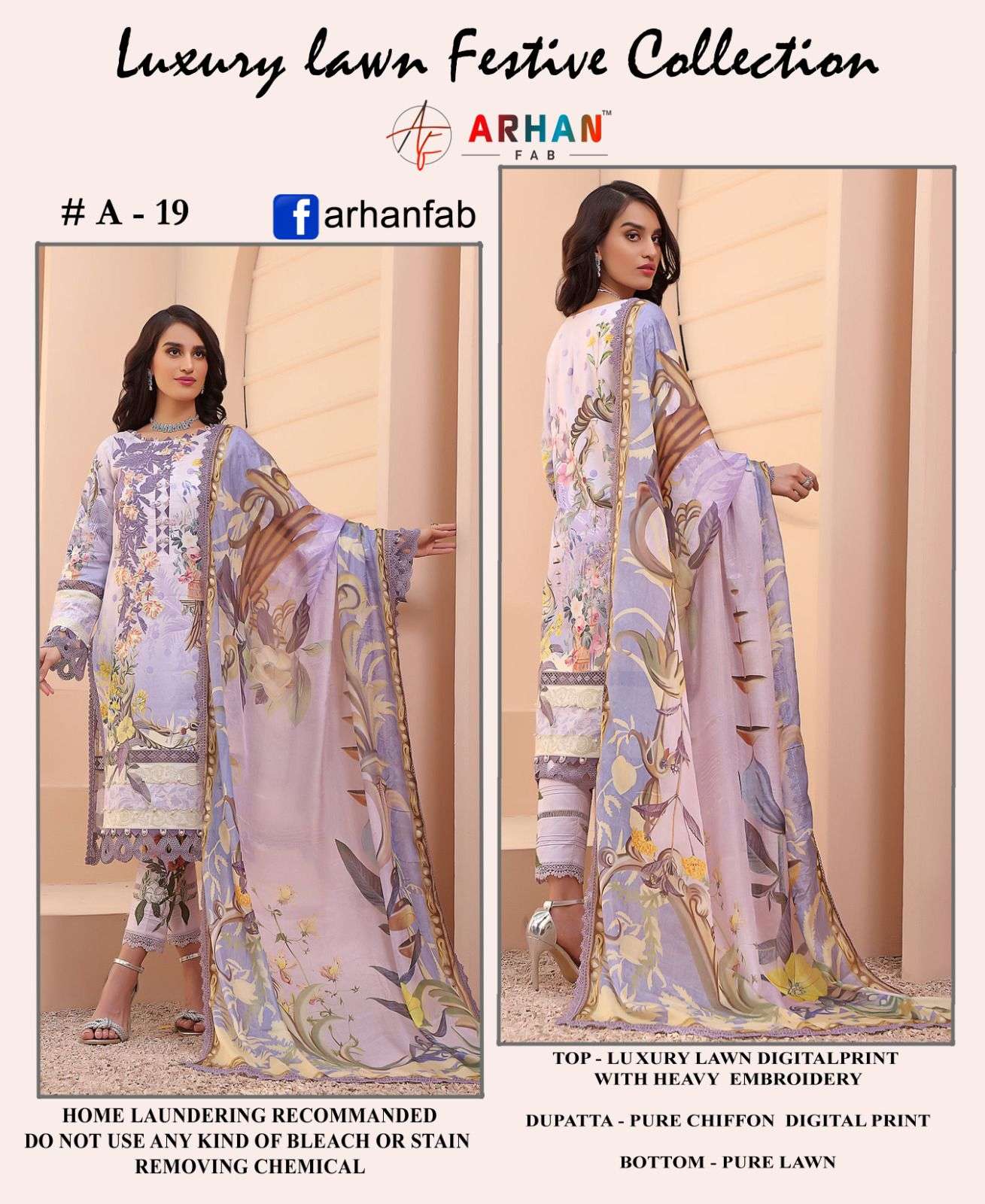 ARHAN FAB A-19 BY ASLIWHOLESALE COTTON EMBROIDERY PAKISTANI DRESS