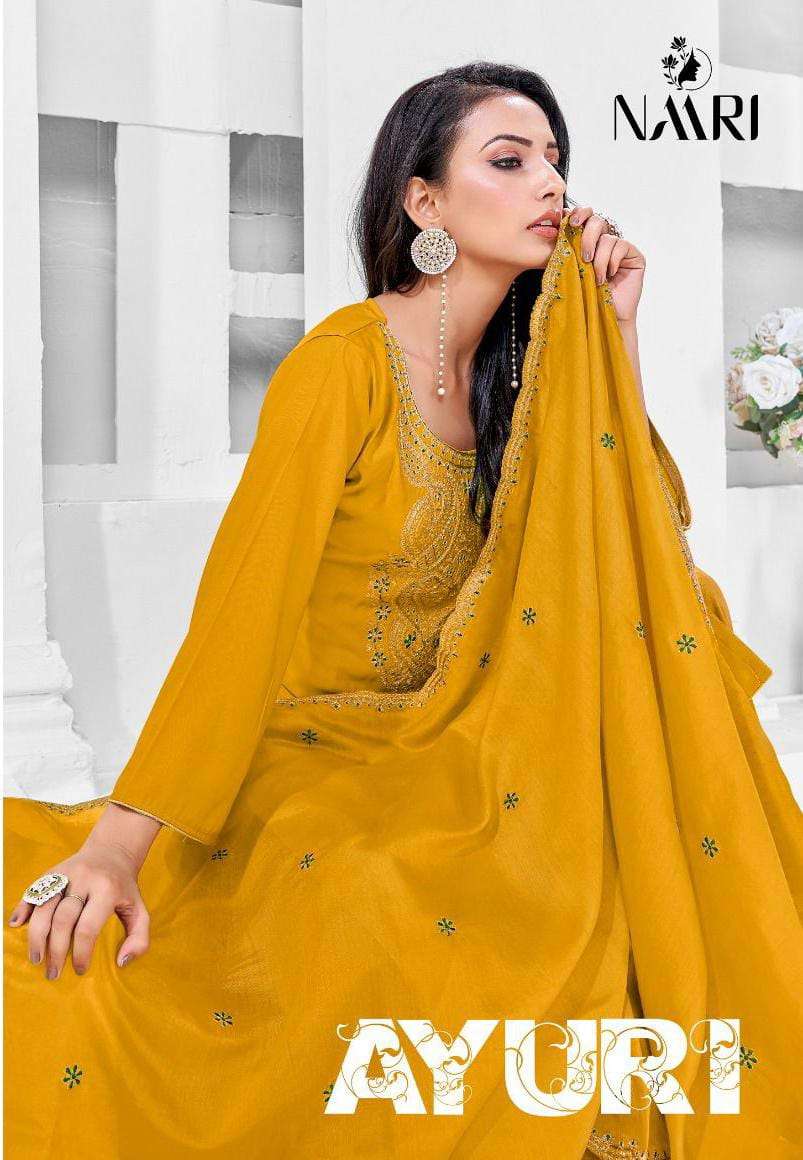 AYURI BY NAARI 9301 TO 9304 SERIES DESIGNER VISCOSE SILK DRESSES