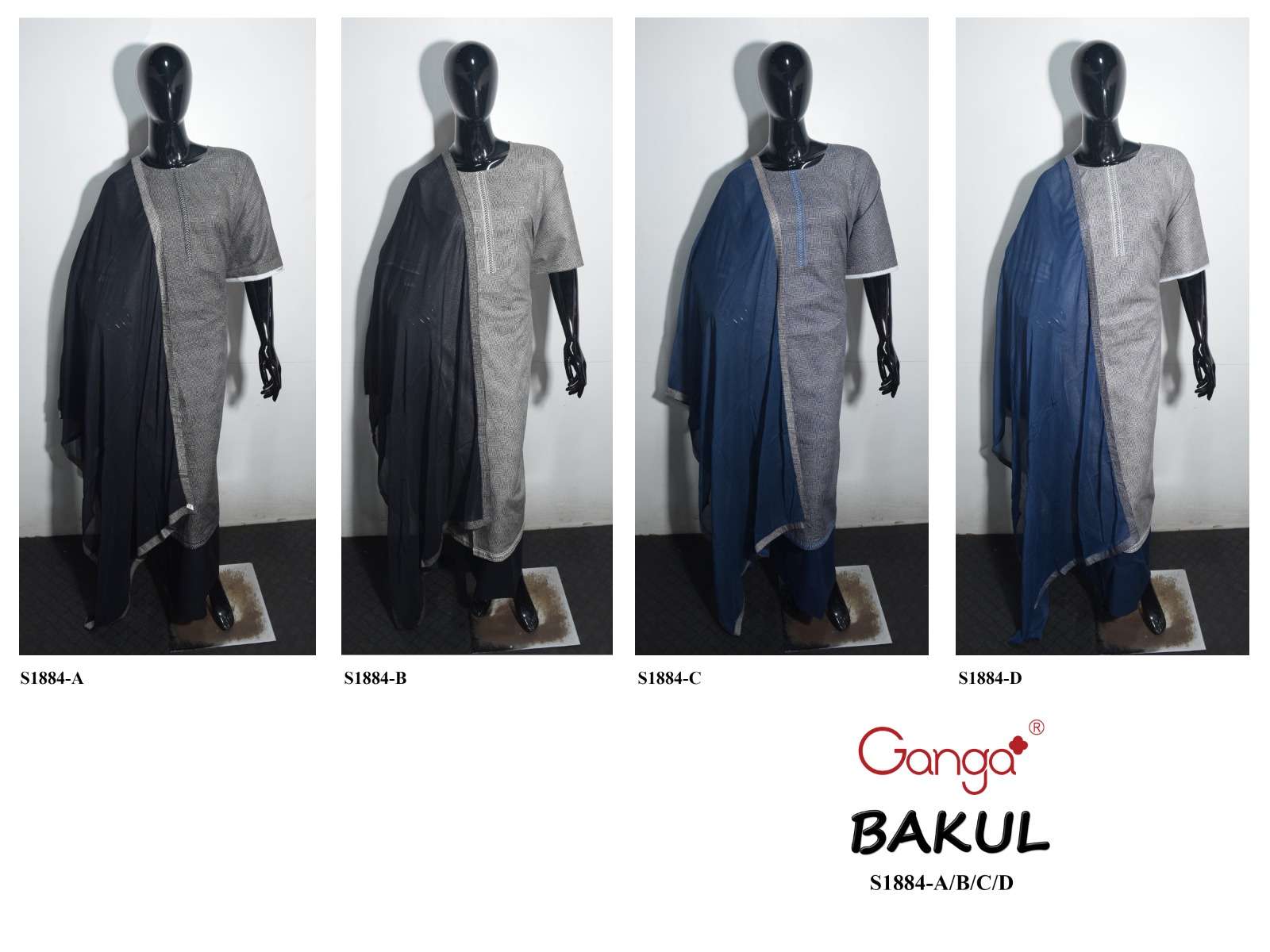 BAKUL 1884 BY GANGA FASHIONS PREMIUM COTTON SILK WORK DRESSES