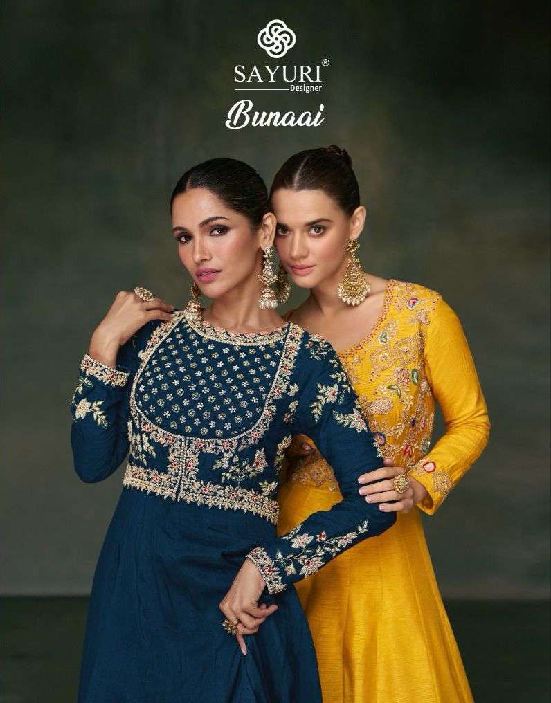 BUNAAI BY SAYURI 5326 TO 5328 SERIES HEAVY PREMIUM SILK EMBROIDERY DRESSES