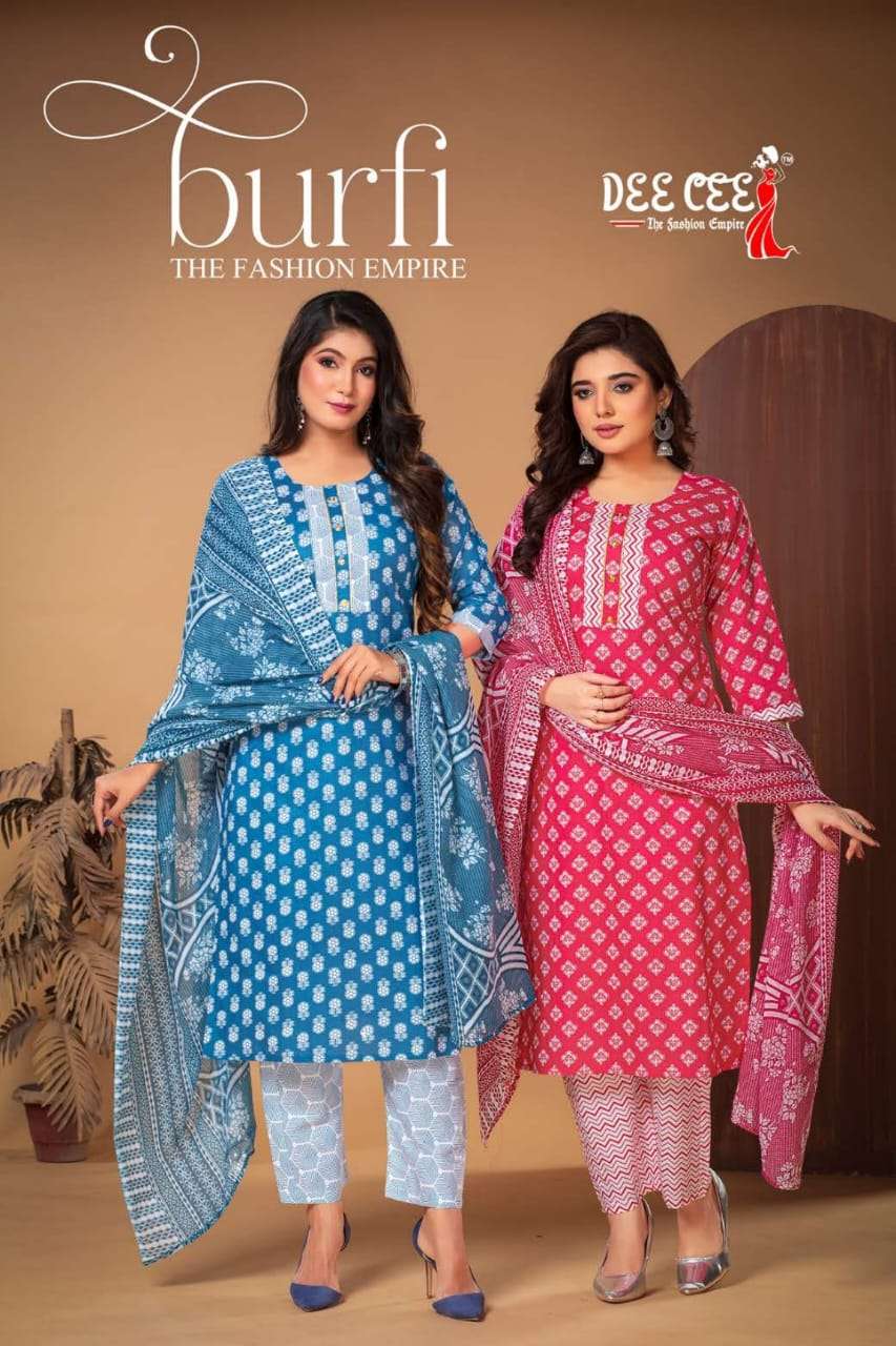 BURFI BY DEE CEE 1001 TO 1006 SERIES DESIGNER COTTON DYED DRESSES