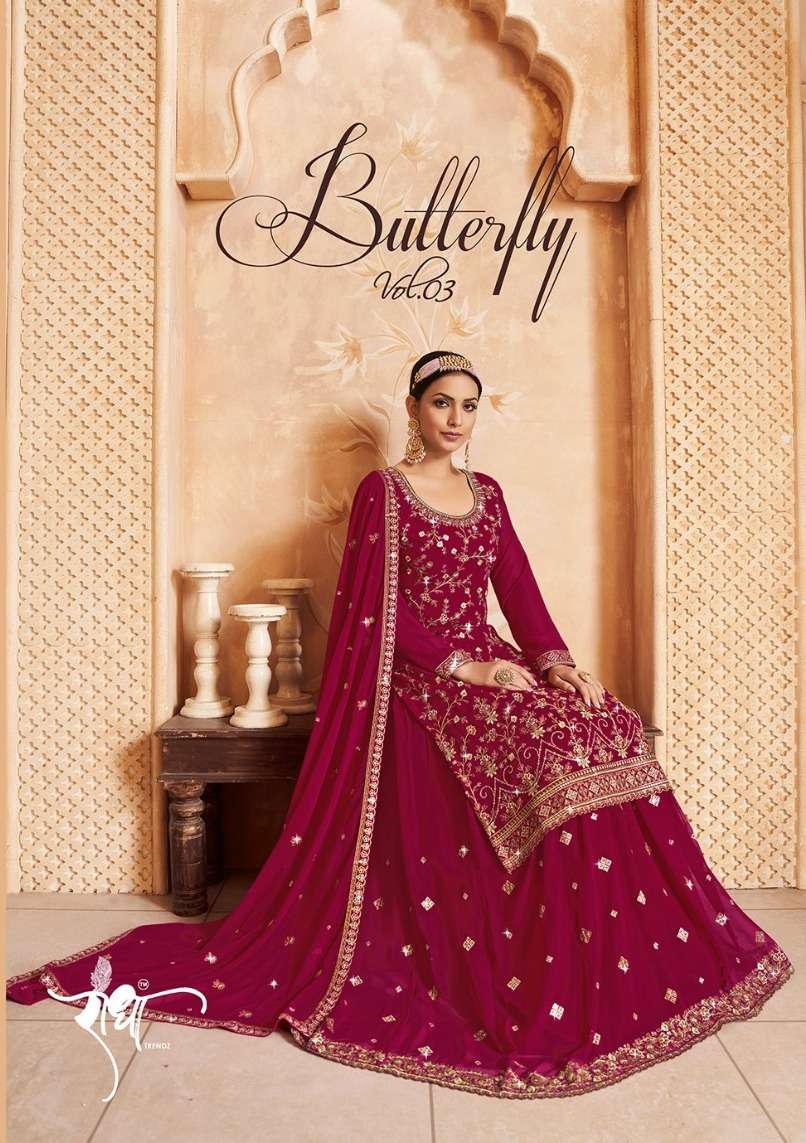 BUTTERFLY VOL-03 BY RADHA TRENDZ DESIGNER GEORGETTE EMBROIDERY DRESSES