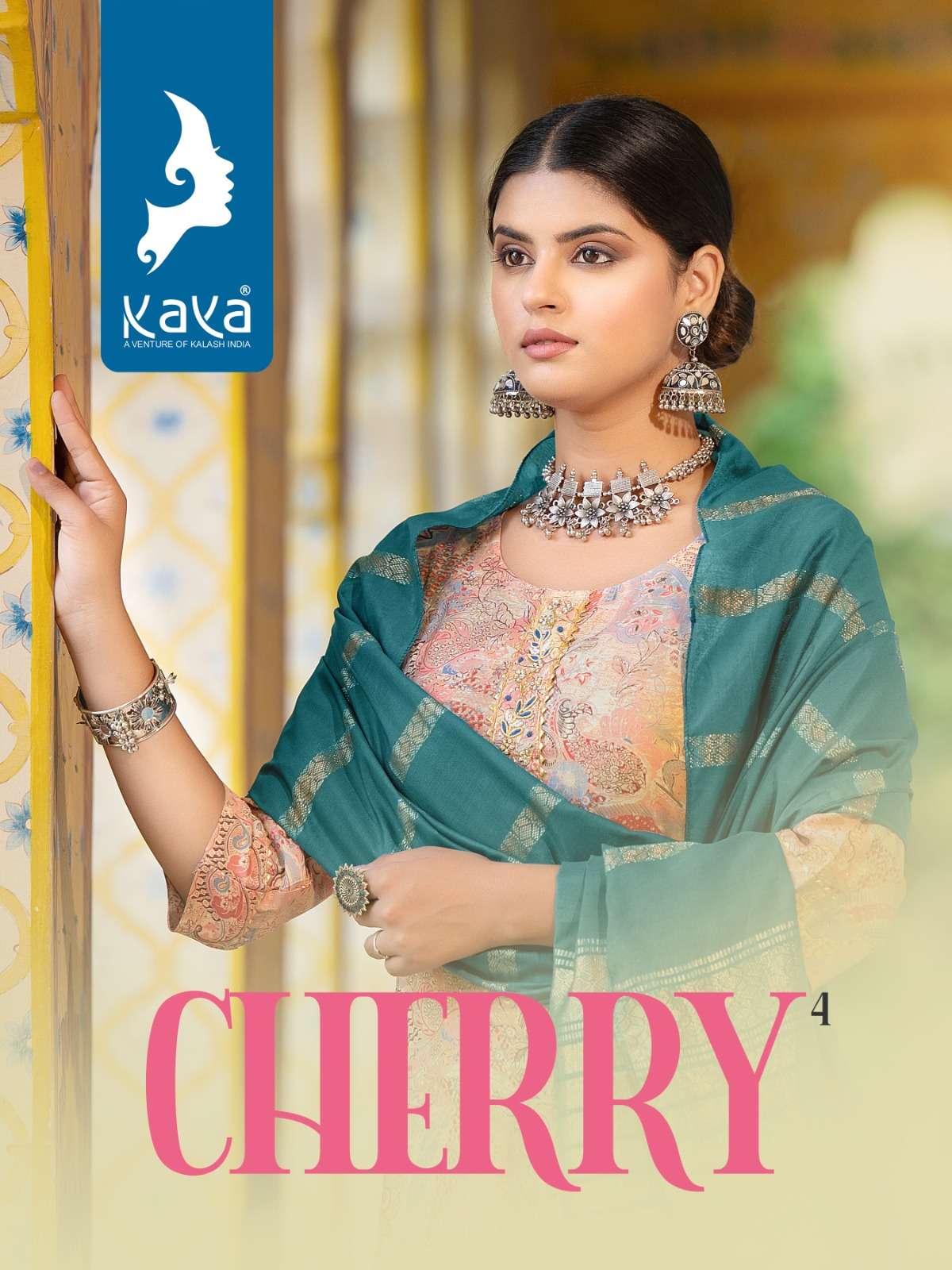 CHERRY-04 BY KAYA 01 TO 08 SERIES DESIGNER CHANDERI PRINTED KURTIS