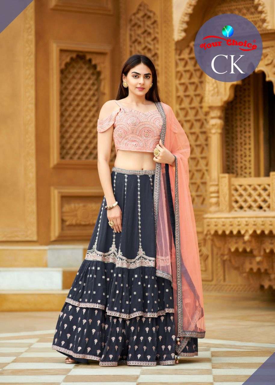 CK BY YOUR CHOICE 1001 TO 1004 SERIES BLOOMING GEORGETTE LEHENGAS