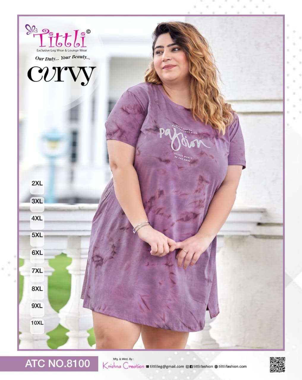 CURVY BY ASLIWHOLESALE FANCY HOSIERY COTTON LATEST TOPS