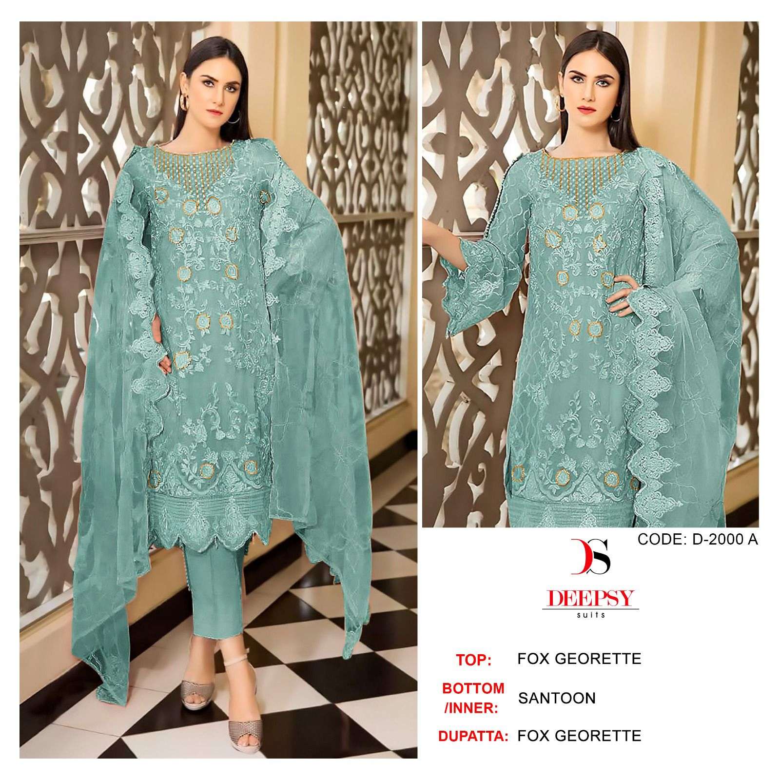 D-2000 COLOURS BY DEEPSY SUITS GEORGETTE EMBROIDERY PAKISTANI DRESS