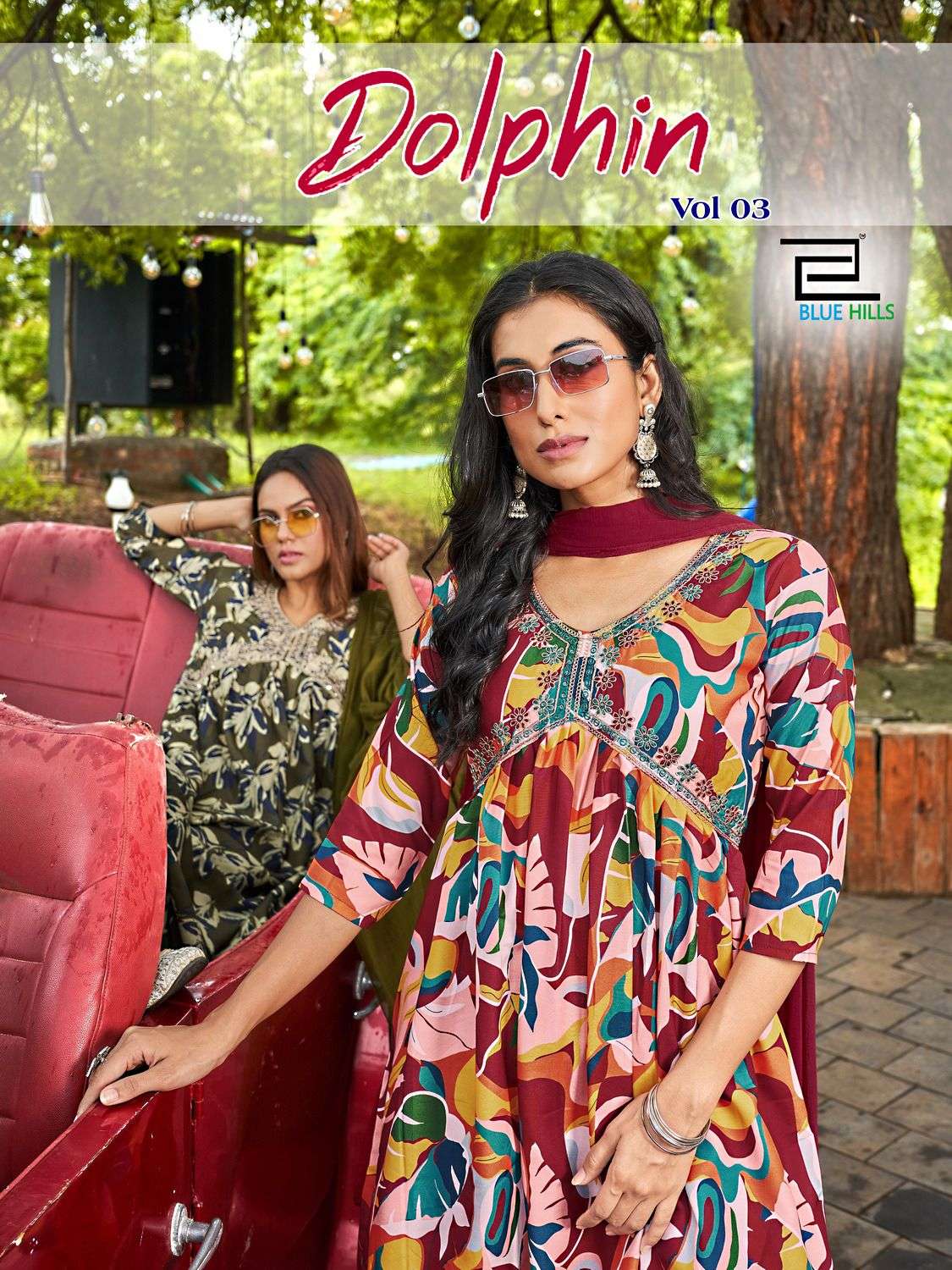 DOLPHIN VOL-3 BY BLUE HILLS 1001 TO 1008 SERIES 14 KG RAYON PRINT DRESSES