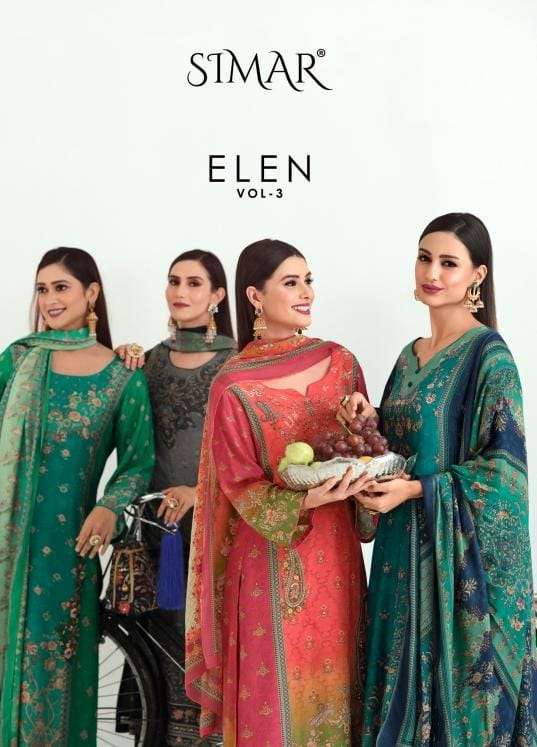 ELEN VOL-3 BY SIMAR 2817 TO 2822 SERIES VISCOSE MUSLIN WORK DRESSES