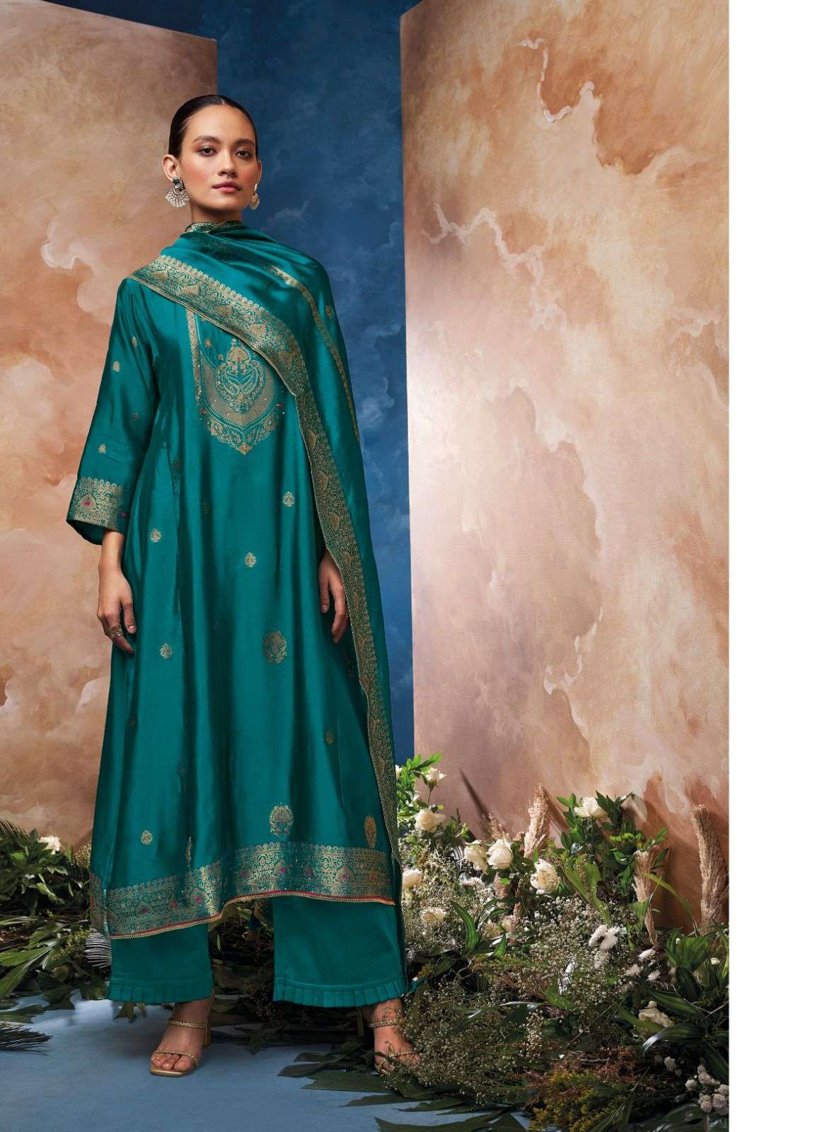 EZAZ BY GANGA FASHIONS HEAVY PREMIUM BEMBERG SILK WORK DRESSE