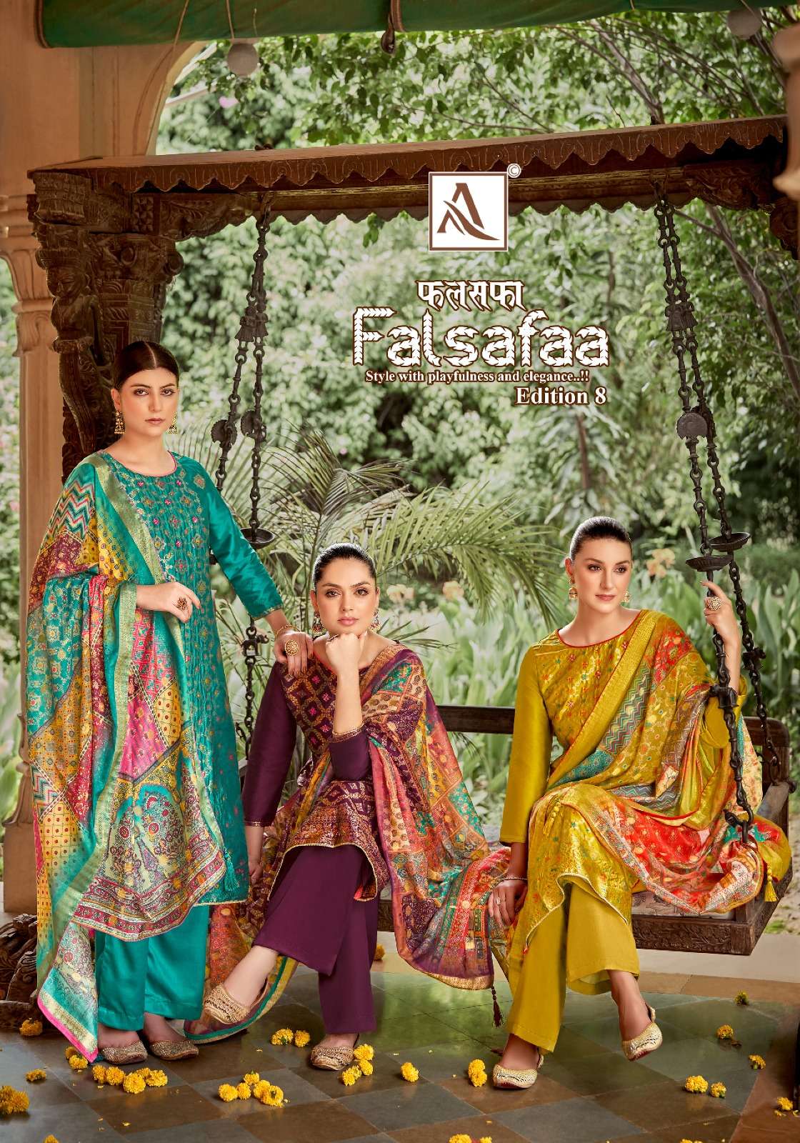 FALSAFAA VOL-8 BY ALOK SUIT 1336-001 TO 1336-006 SERIES DOLA JACQUARD WORK DRESSES