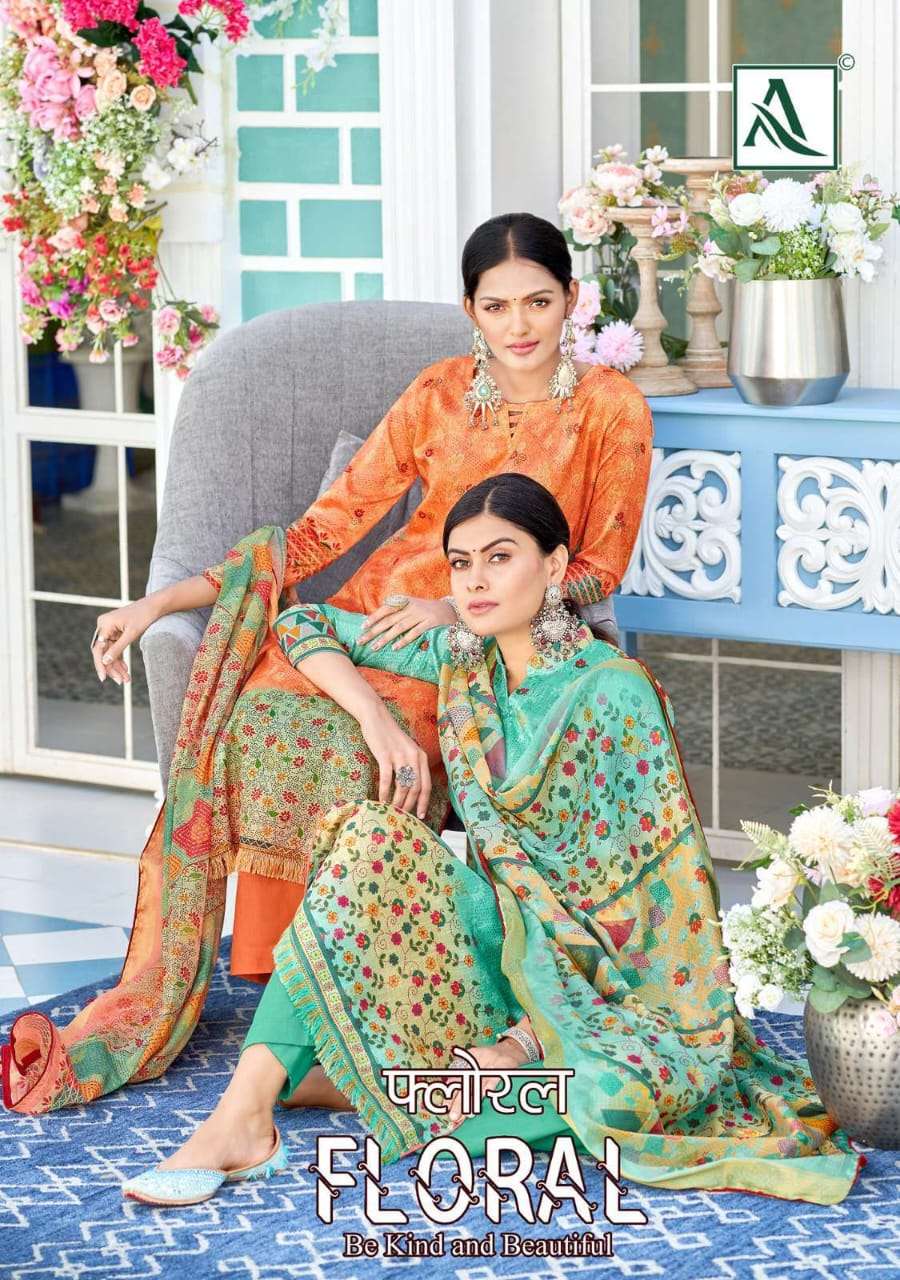 FLORA BY ALOK SUITS 1203-001 TO 1203-006 SERIES DOLA JACQUARD EMBROIDERY DRESSES