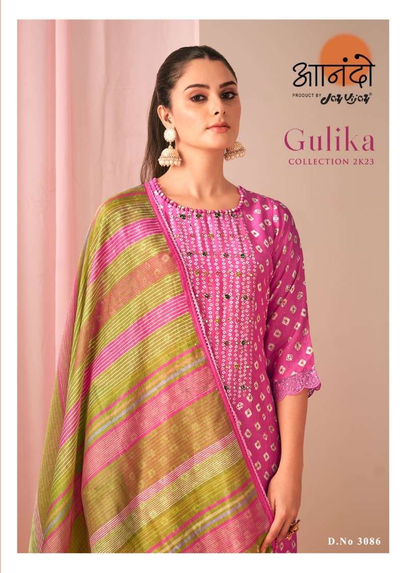 GULIKA 3086 BY JAY VIJAY DESIGNER FANCY SILK WORK PRINT DRESSES