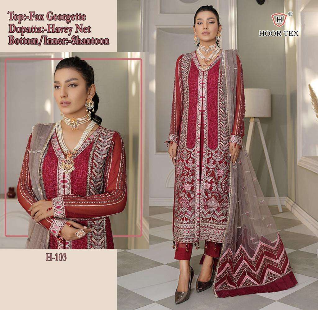 H-103 HIT DESIGN BY HOOR TEX DESIGNER FAUX GEORGETTE WORK DRESSES