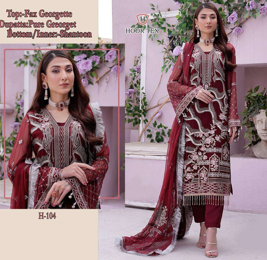 H-104 HIT DESIGN BY HOOR TEX DESIGNER FAUX GEORGETTE WORK DRESSES