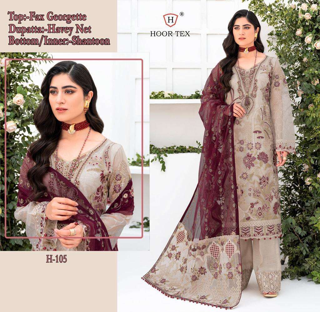 H-105 HIT DESIGN BY HOOR TEX DESIGNER FAUX GEORGETTE WORK DRESSES