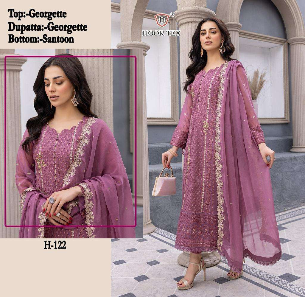 H-122 HIT DESIGN BY HOOR TEX DESIGNER FAUX GEORGETTE WORK DRESSES