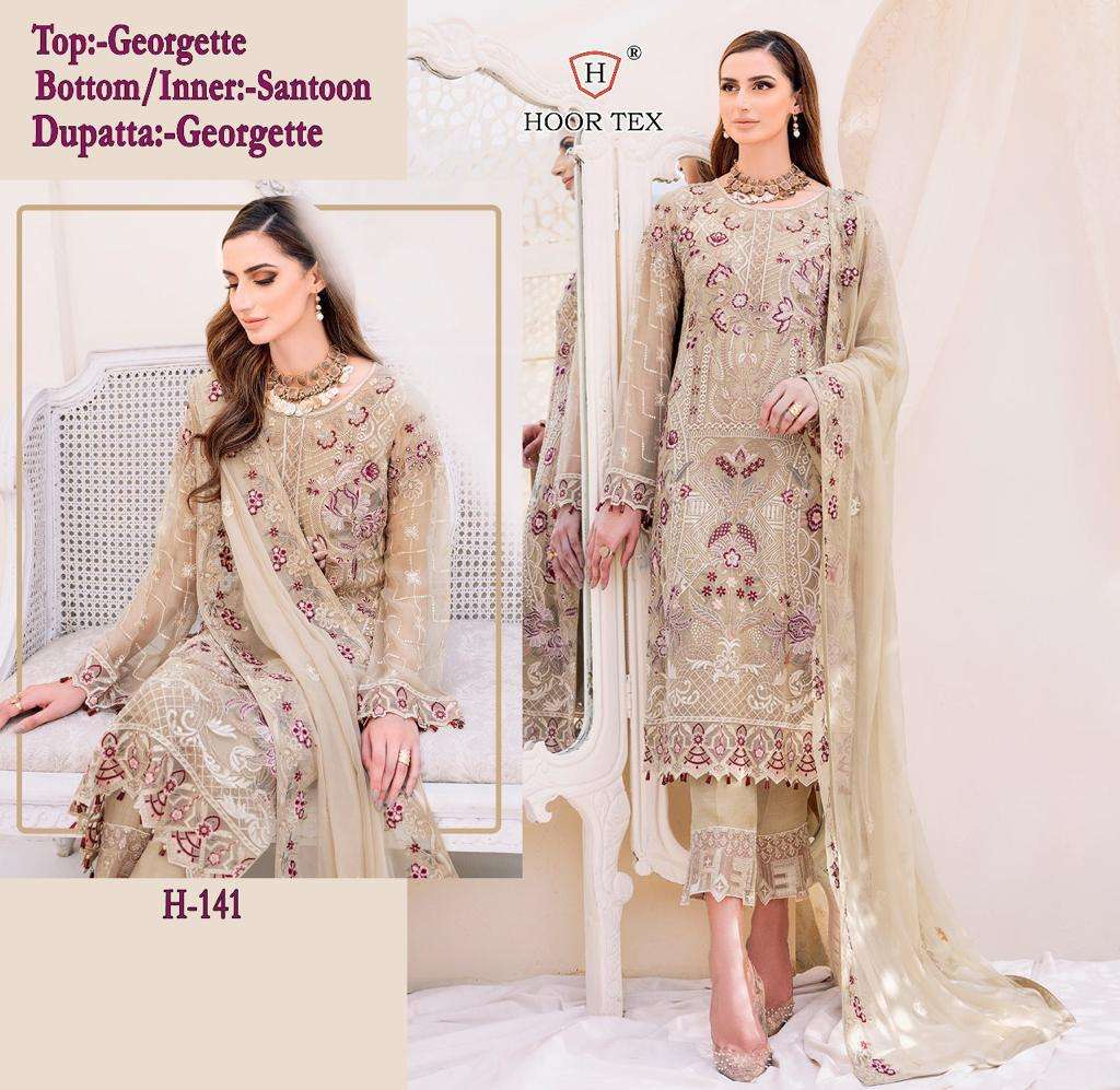 H-141 HIT DESIGN BY HOOR TEX HEAVY DESIGNER FAUX GEORGETTE WORK DRESSES