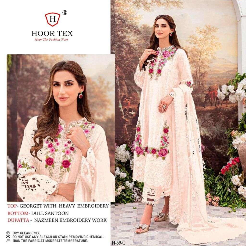 H-59-C HIT DESIGN BY HOOR TEX DESIGNER FAUX GEORGETTE WORK DRESSES