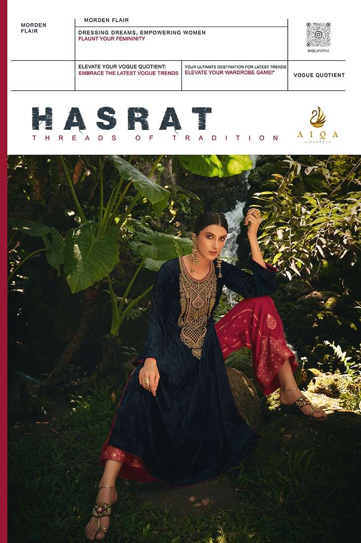 HASRAT BY AIQA LIFESTYLE 8501 TO 8507 SERIES DESIGNER PURE VELVET DRESSES