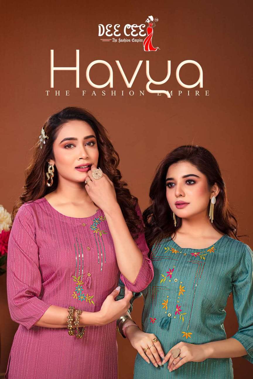 HAVYA BY DEE CEE 1001 TO 1006 SERIES DESIGNER DOBBY PRINT KURTIS