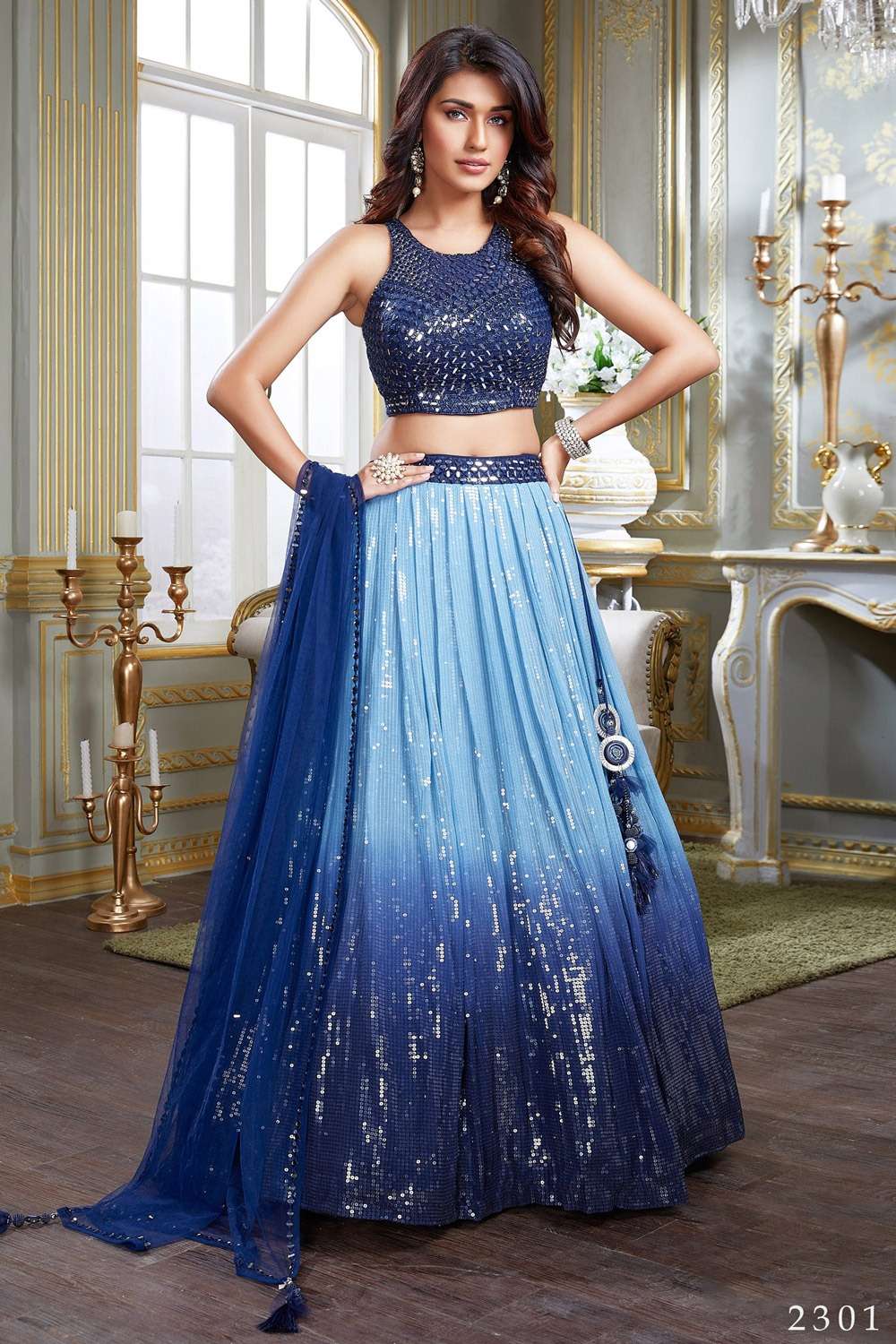 HAZEL BY ASLIWHOLESALE FANCY DESIGNER PURE GEORGETTE LEHENGAS