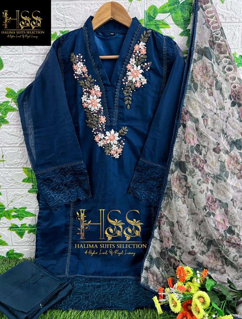 HSS LUXURY SERIES BY ASLIWHOLESALE ORGANZA SILK STITCHED DRESS