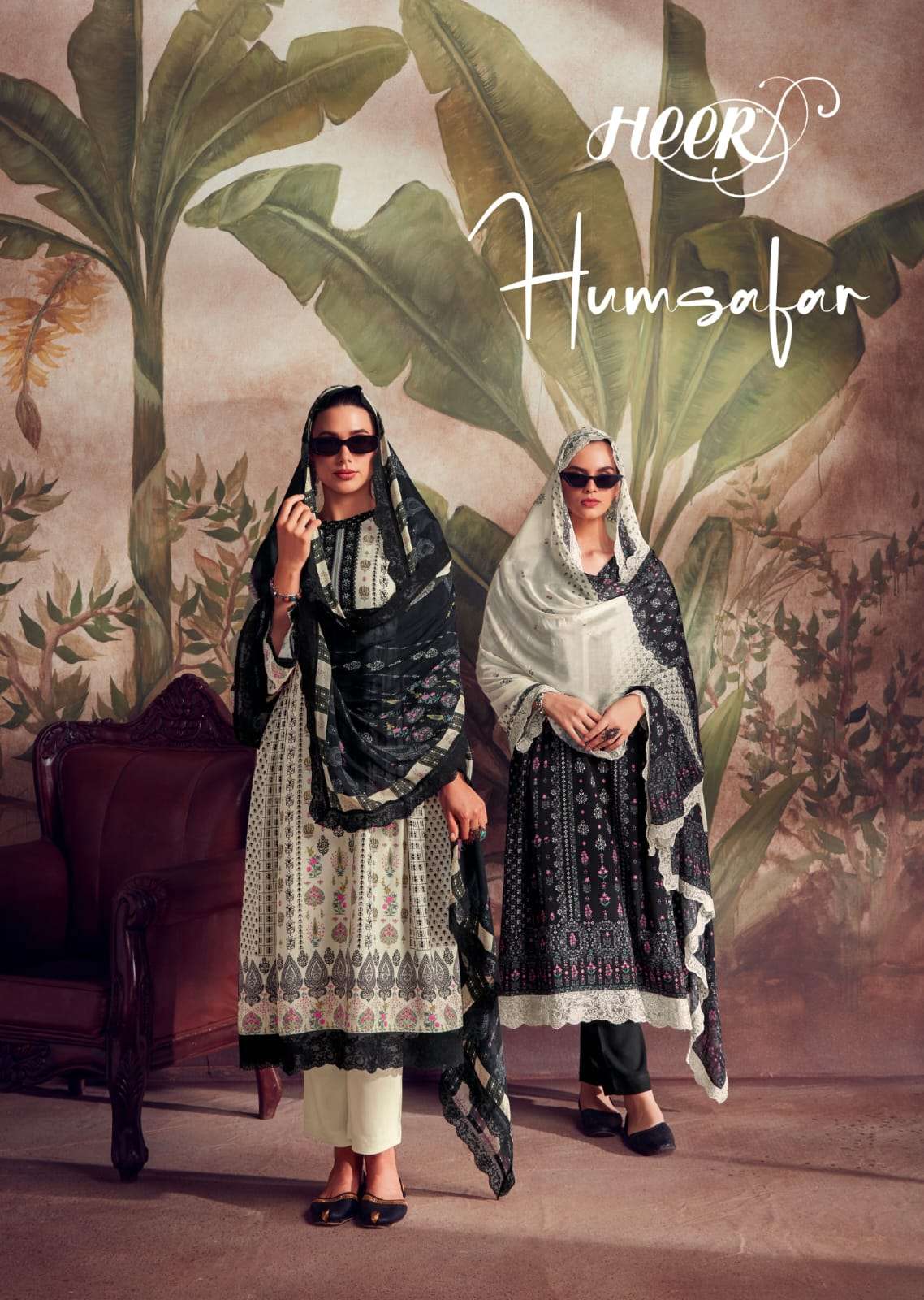 HUMSAFAR BY HEER 9131 TO 9138 SERIES PURE MUSLIN PRINTED WORK DRESSES