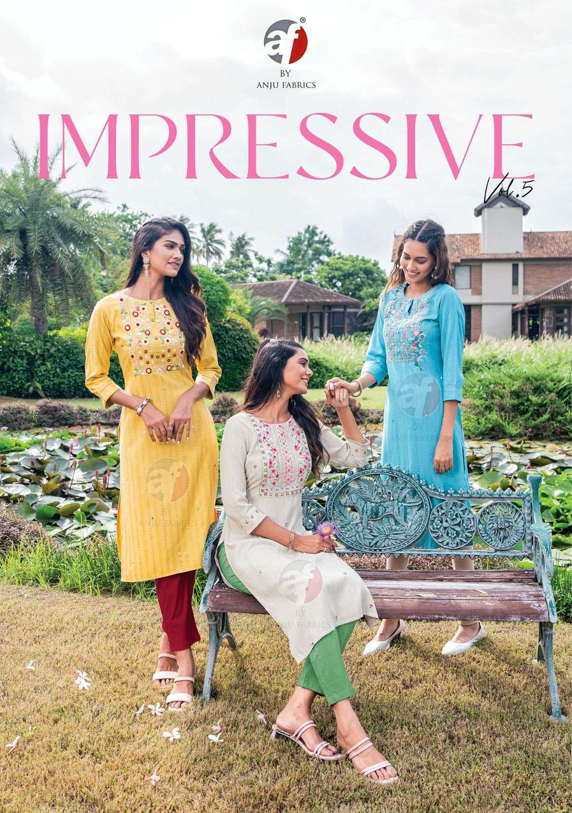 IMPRESSIVE VOL-05 BY ANJU FABRICS 3161 TO 3166 SERIES VISCOSE KURTIS