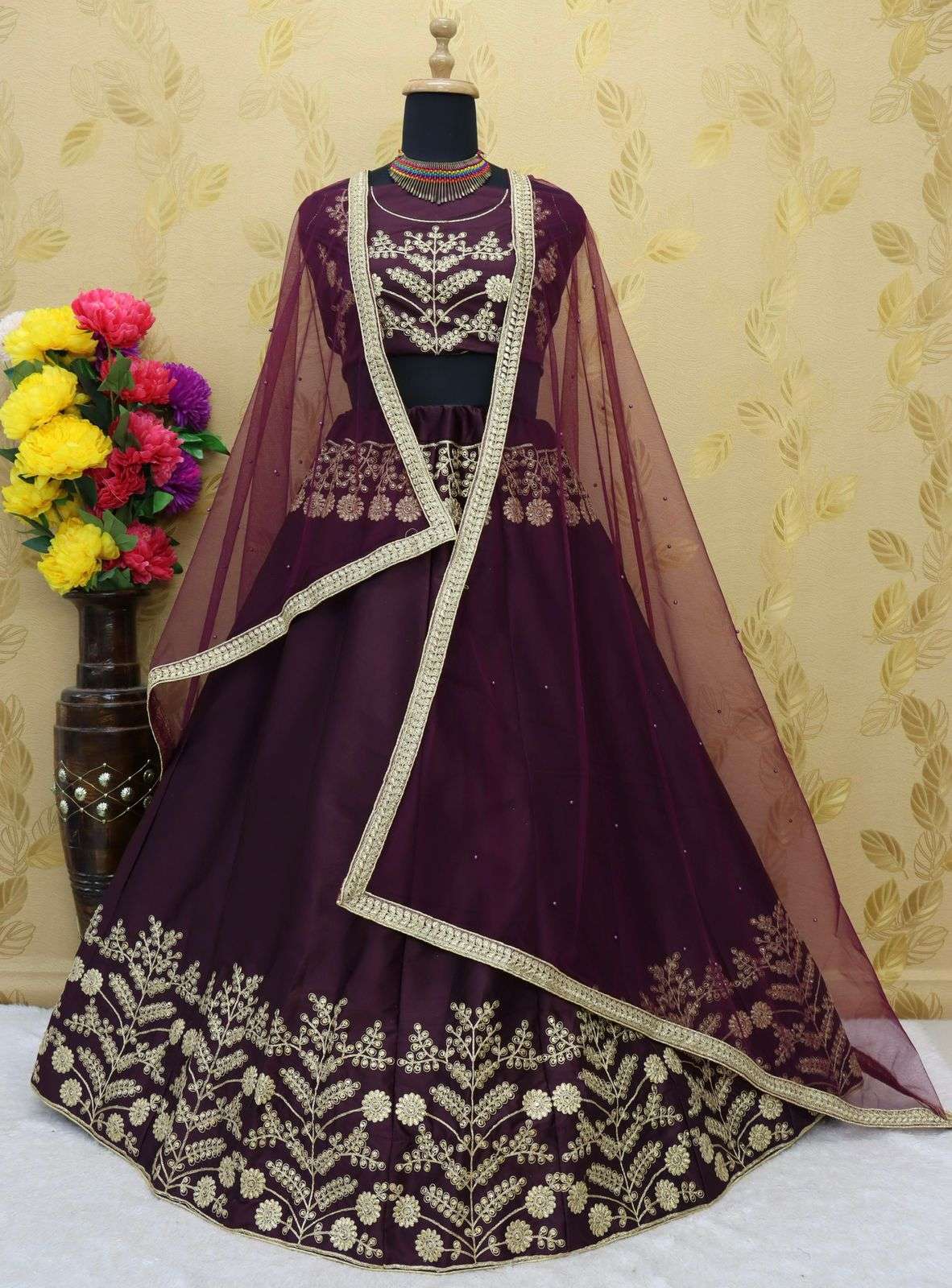 INAYAAT 1015 BY ASLIWHOLESALE PURE SOFT NET WORK LEHENGAS