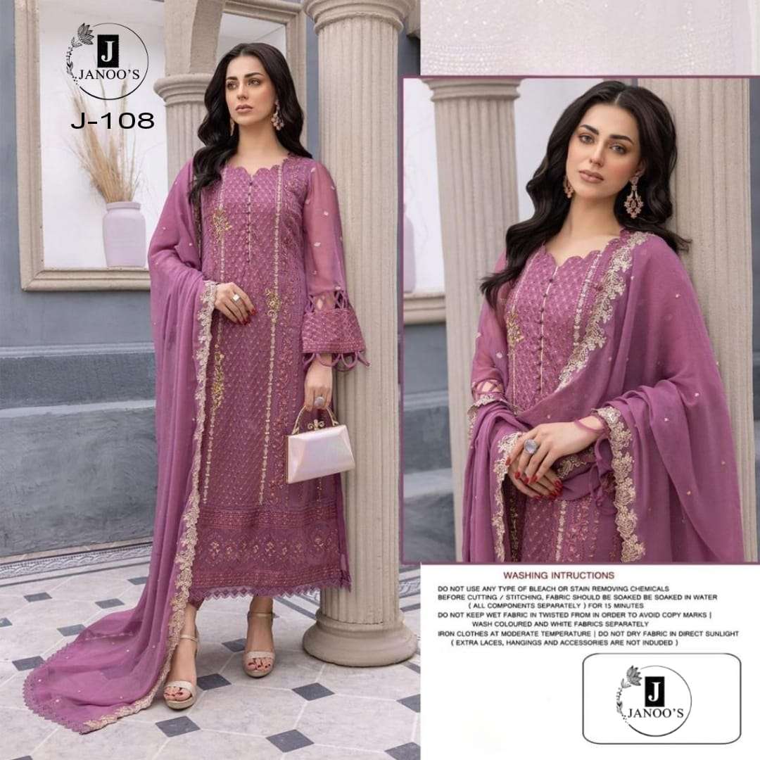 JANOOS-108 HIT DESIGN BY ASLIWHOLESALE GEORGETTE EMBROIDERY PAKISTANI DRESS