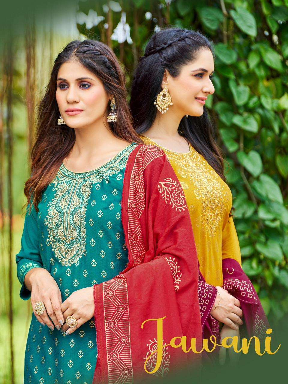 JAWANI BY BLUE HILLS 1001 TO 1006 SERIES VISCOSE DOBBY PRINT DRESSES