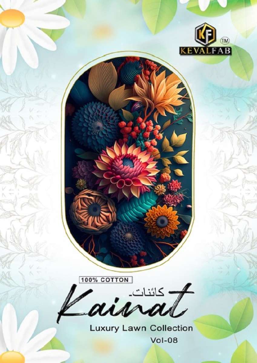 KAINAT VOL-8 BY KEVAL FAB 8001 TO 8006 SERIES COTTON PRINT DRESSES